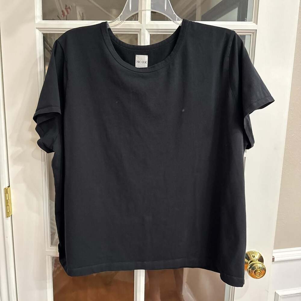 Nic+Zoe Black Oversized Cotton T-Shirt, Plus Size 3X, Essential Basic